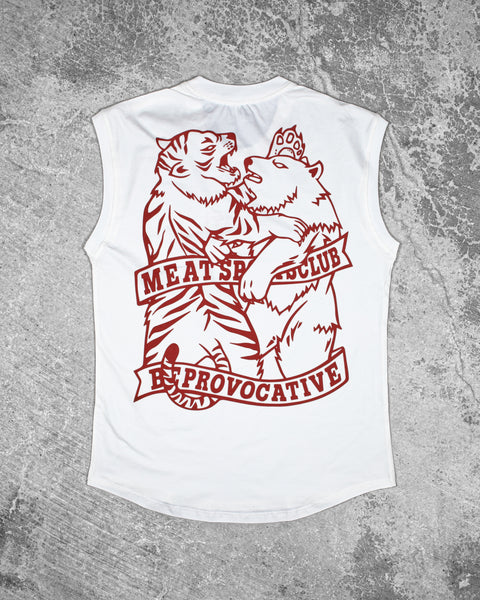 CUTOFF MUSCLE TEE - CLUB / WHITE (RED)