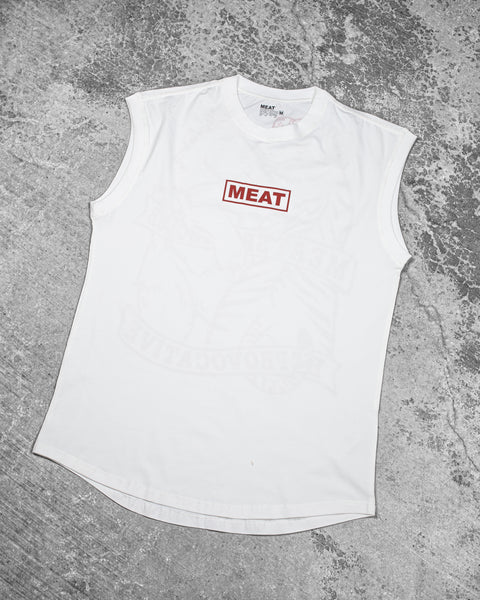 CUTOFF MUSCLE TEE - CLUB / WHITE (RED)