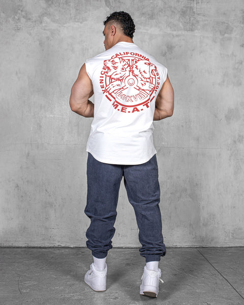 CUTOFF MUSCLE TEE - ORIGIN / WHITE