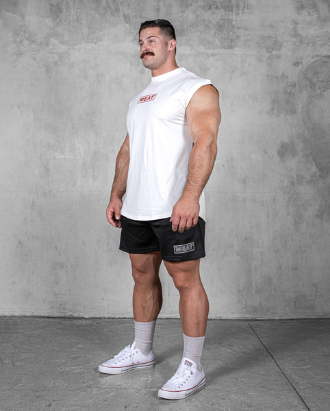 CUTOFF MUSCLE TEE - CLUB / WHITE (RED)