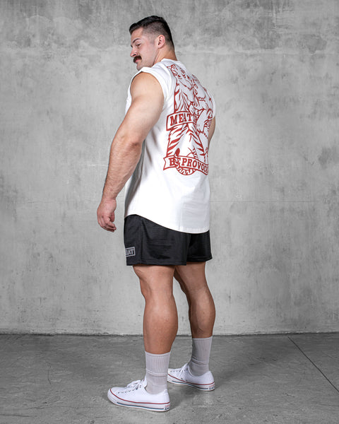 CUTOFF MUSCLE TEE - CLUB / WHITE (RED)