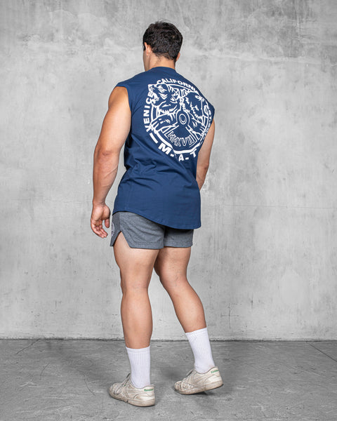 CUTOFF MUSCLE TEE - ORIGIN / NAVY BLUE