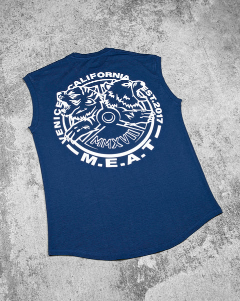 CUTOFF MUSCLE TEE - ORIGIN / NAVY BLUE