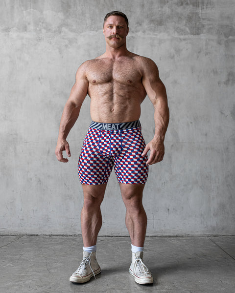 BASELAYER SHORTS – PRINT / CUBE REDBLUE