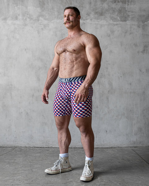 BASELAYER SHORTS – PRINT / CUBE REDBLUE