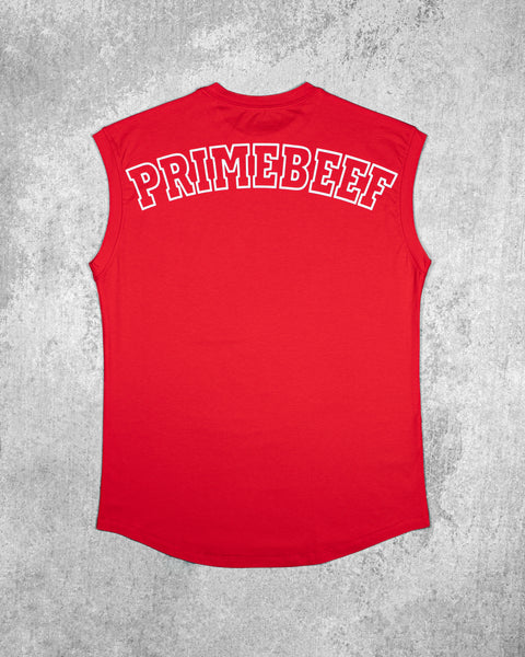 CUTOFF MUSCLE TEE - PRIMEBEEF / RED
