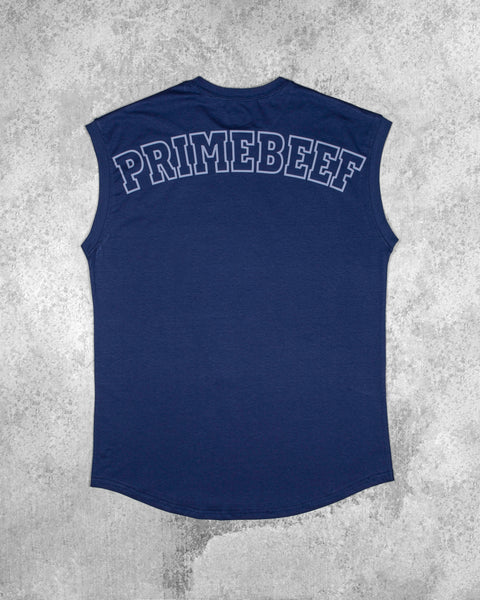 CUTOFF MUSCLE TEE - PRIMEBEEF / NAVY BLUE