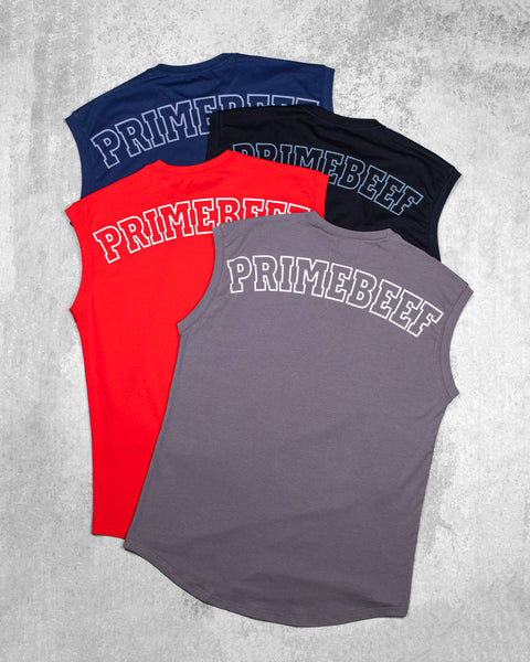 CUTOFF MUSCLE TEE - PRIMEBEEF / NAVY BLUE