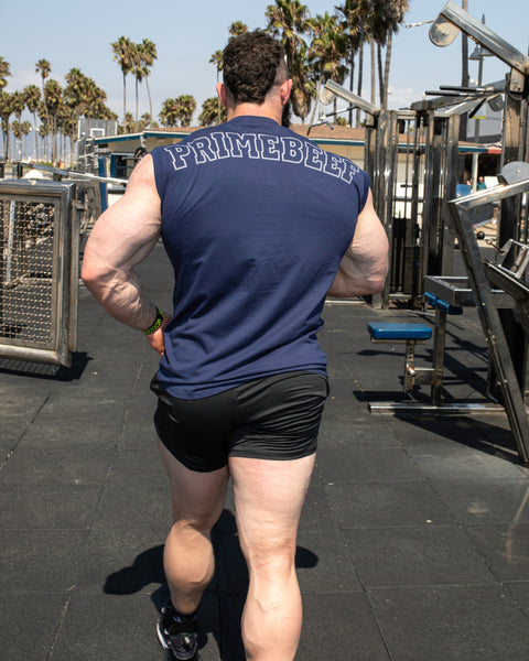 CUTOFF MUSCLE TEE - PRIMEBEEF / NAVY BLUE