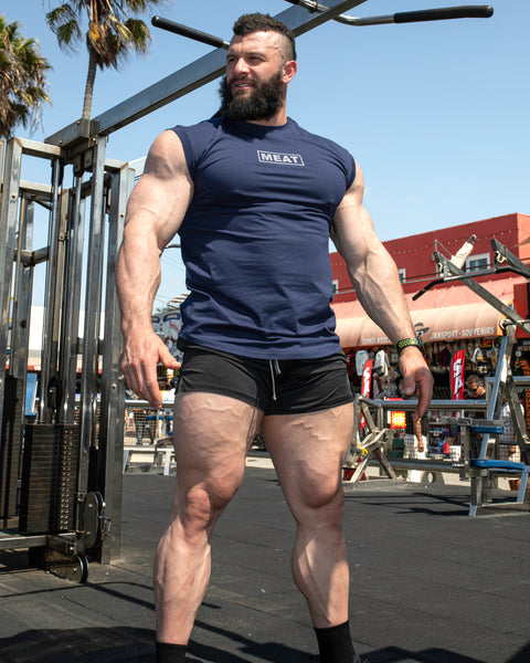 CUTOFF MUSCLE TEE - PRIMEBEEF / NAVY BLUE