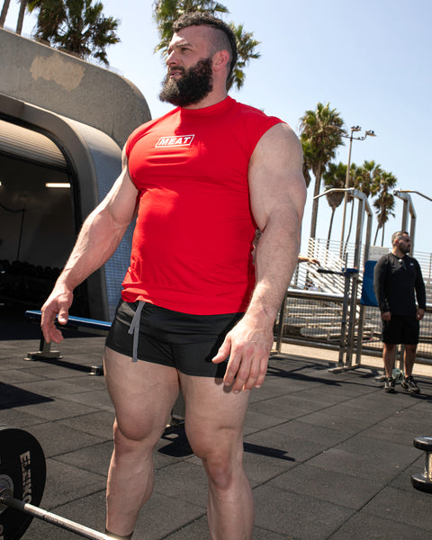 CUTOFF MUSCLE TEE - PRIMEBEEF / RED