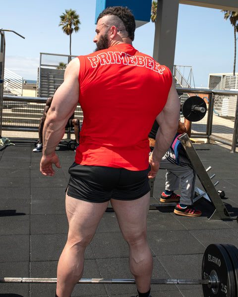 CUTOFF MUSCLE TEE - PRIMEBEEF / RED