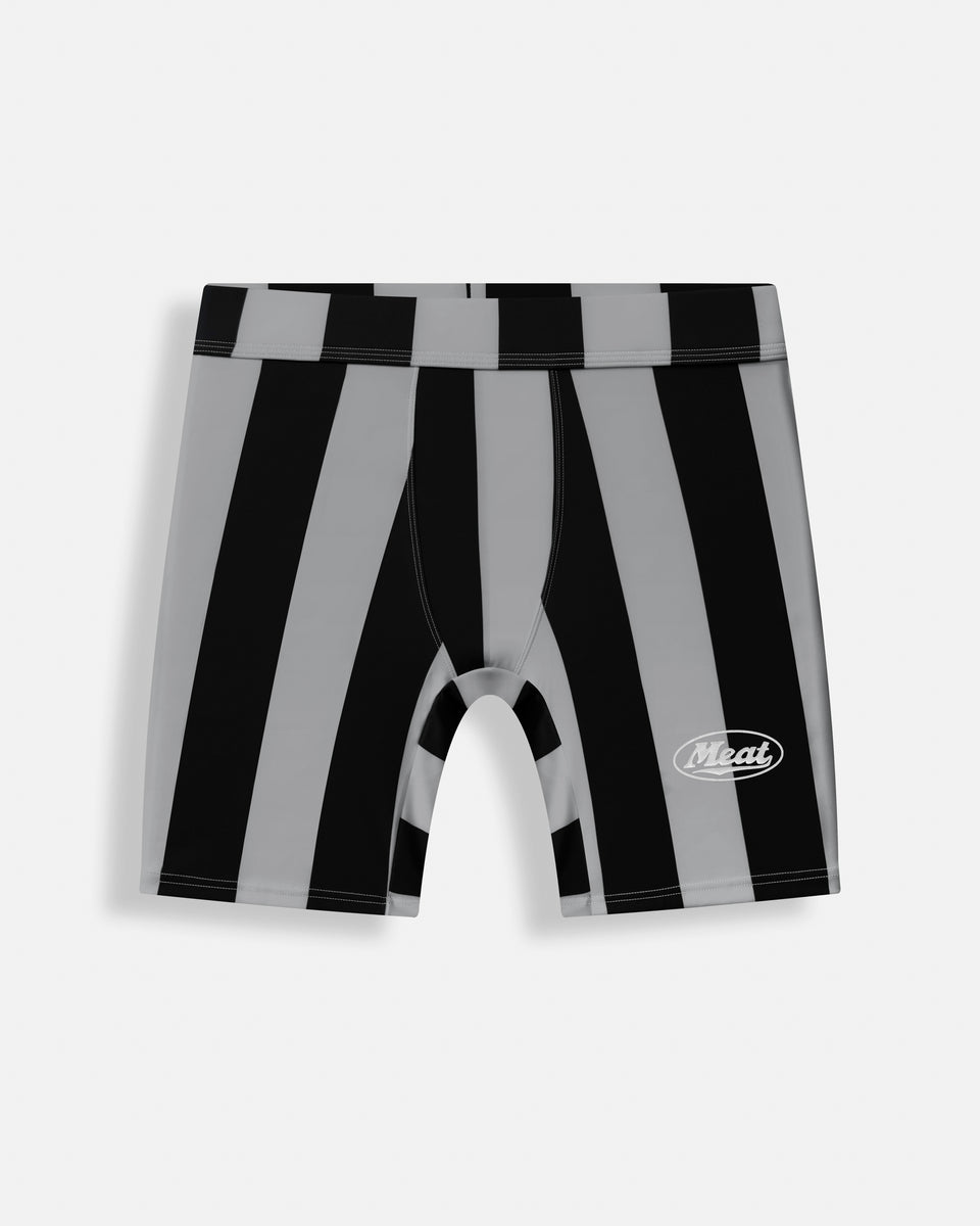BODYBUILDING SHORTS – MOTORS / STRIPE GREY – MEAT® SPORTSWEAR