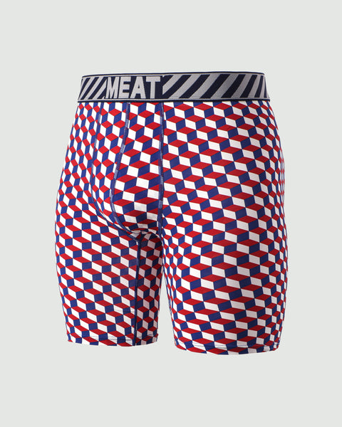BASELAYER SHORTS – PRINT / CUBE REDBLUE