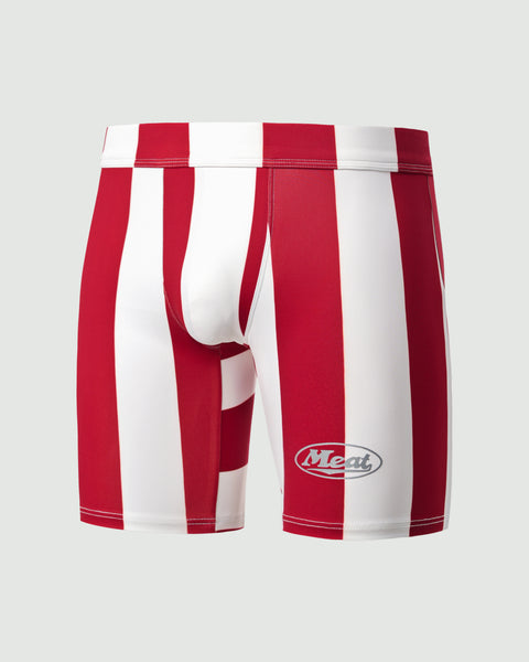 BODYBUILDING SHORTS – MOTORS / STRIPE RED