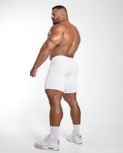 BODYBUILDING SHORTS – MOTORS / WHITE