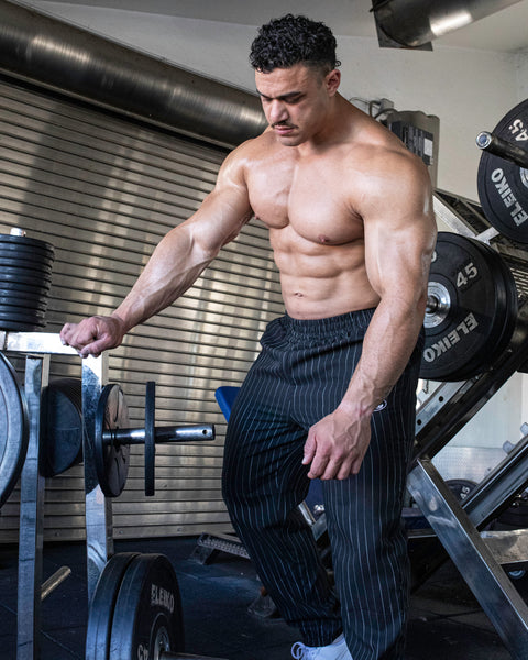 TAPERED JOGGERS – MOTORS / PINSTRIPE BLACK