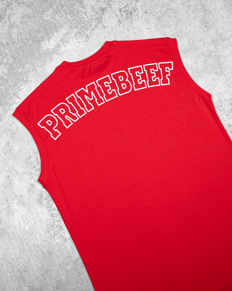 CUTOFF MUSCLE TEE - PRIMEBEEF / RED