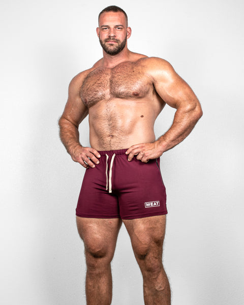 SQUATTING SHORTS – RETRO / BURGUNDY RED