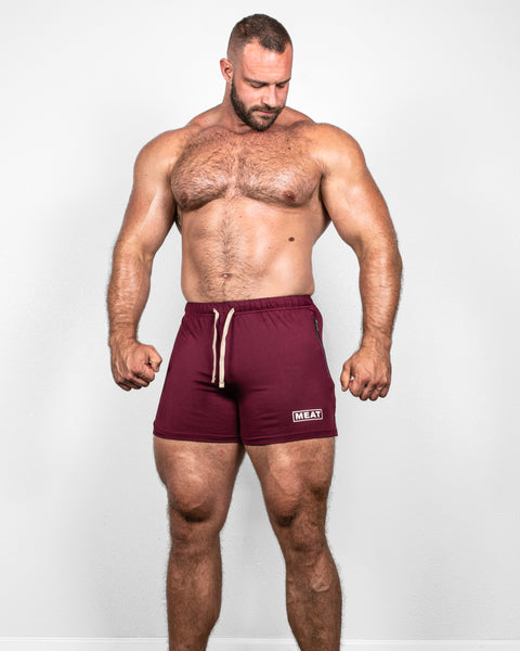 SQUATTING SHORTS – RETRO / BURGUNDY RED