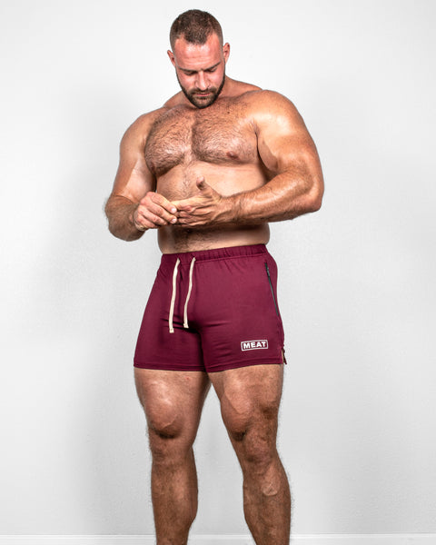 SQUATTING SHORTS – RETRO / BURGUNDY RED