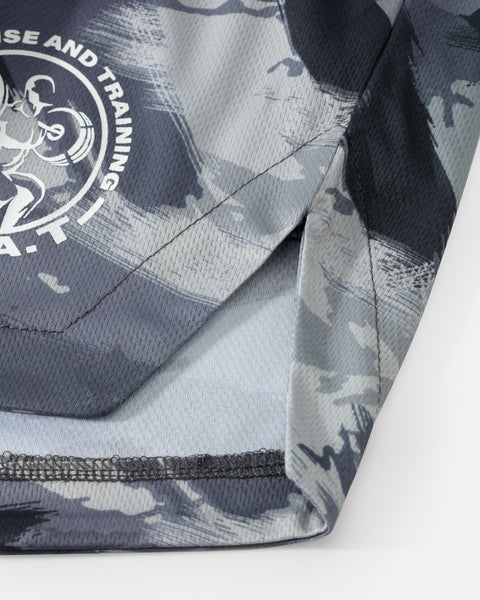 LIFTING SHORTS – PRINT / BRUSH CHARCOAL GREY