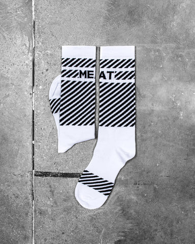 MID-CALF WEIGHTLIFTING SOCKS - WHITE/BLACK