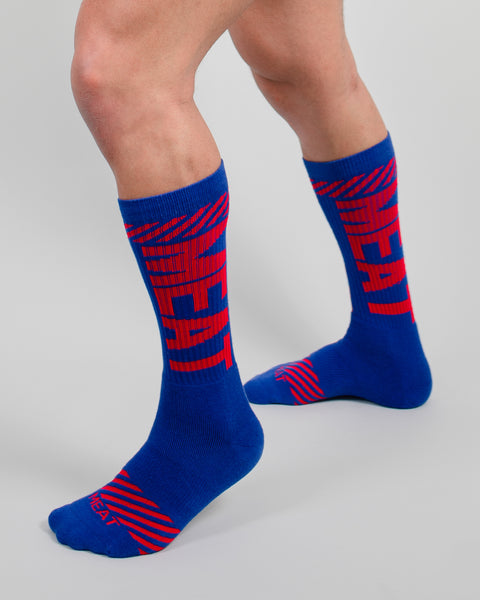 MID-CALF WEIGHTLIFTING SOCKS - LINEOUT BLUE/RED